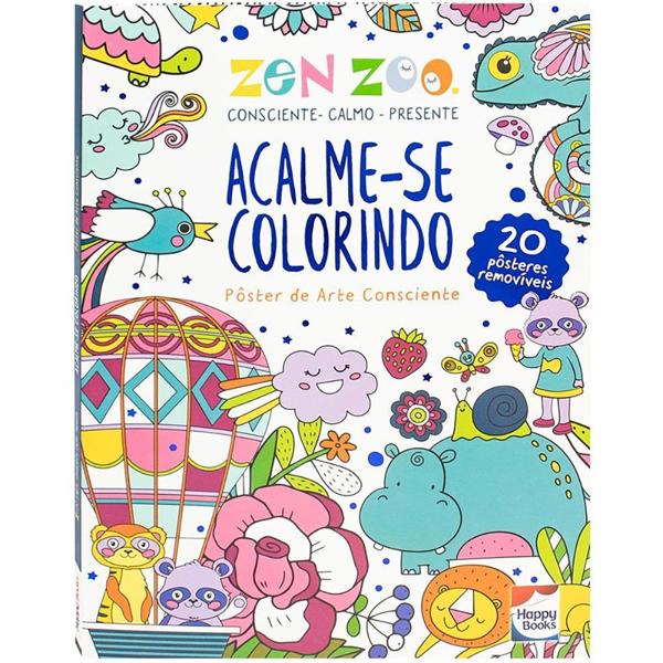 Livro para colorir infantil zen, Zoo acalme-se, 310239, Happy Books - PT 1 UN