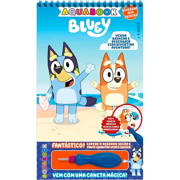 Livro para colorir infantil Aquabook, Bluey, Catavento - PT 1 UN