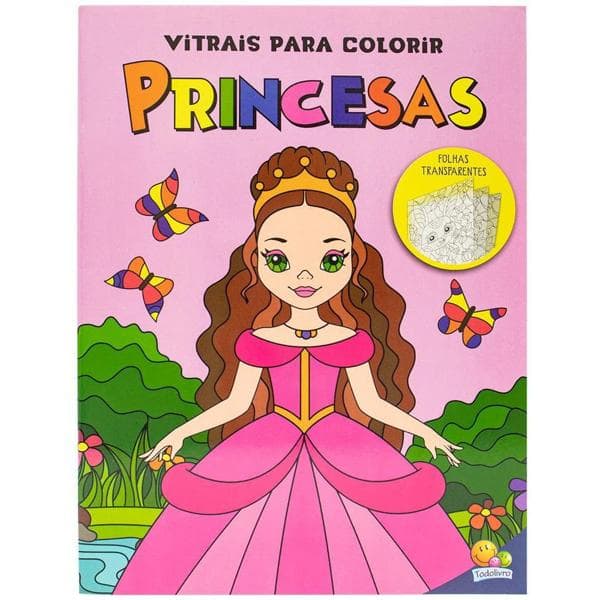 Livro Para Colorir Infantil Vitrais, Princesas Disney, Catavento - PT 1 UN