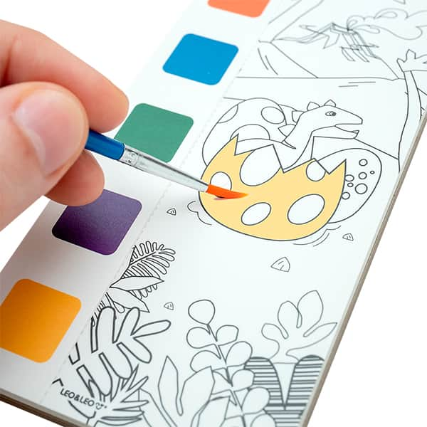 Bloco infantil para colorir com Aquarela, Dino, 91824, Leonora - BT 1 UN