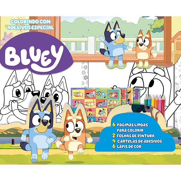 Livro para colorir infantil Bluey com adesivos, 33287, Ed Online - PT 1 UN