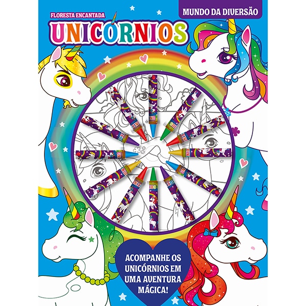 Livro para colorir infantil com giz, Unicórnios, 32898, Ed Online - PT 1 UN