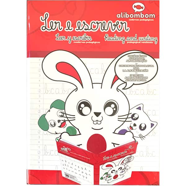 Livro de atividades infantil Alibombom ABC, com pauta, Vermelho, Romitec - PT 1 UN