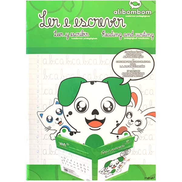 Livro de atividades infantil Alibombom 123, com pauta, Verde, Romitec - PT 1 UN