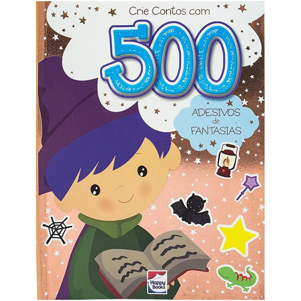 Livro infantil crie contos com 500 adesivos fantasias, Happy Books - PT 1 UN