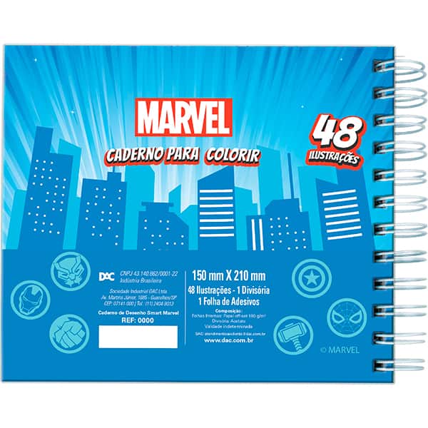 Livro para colorir infantil Smart, Avengers, com 30 adesivos, 5412, DAC - PT 1 UN Livro para colorir infantil Smart, Avengers, com 30 adesivos, 5412, DAC - PT 1 UN
