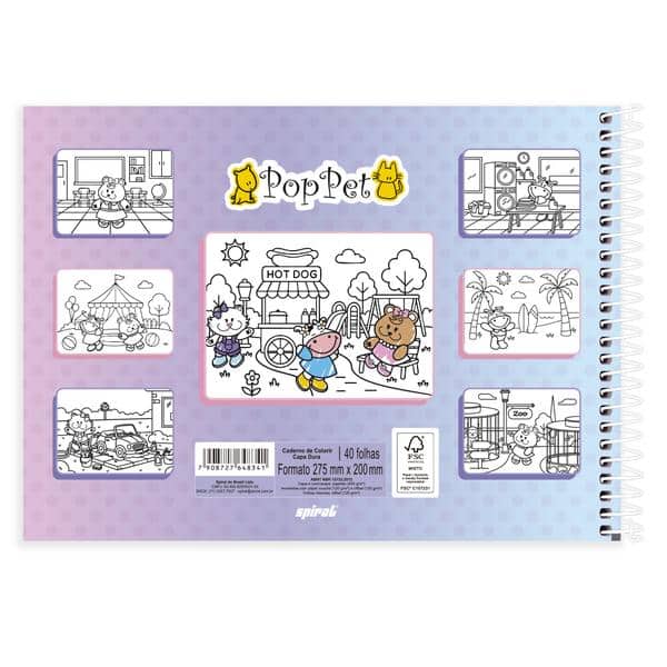 Caderno p/ colorir Pop Pet 40fls 2648341 Spiral Pop PT 1 UN Caderno p/ colorir Pop Pet 40fls 2648341 Spiral Pop PT 1 UN