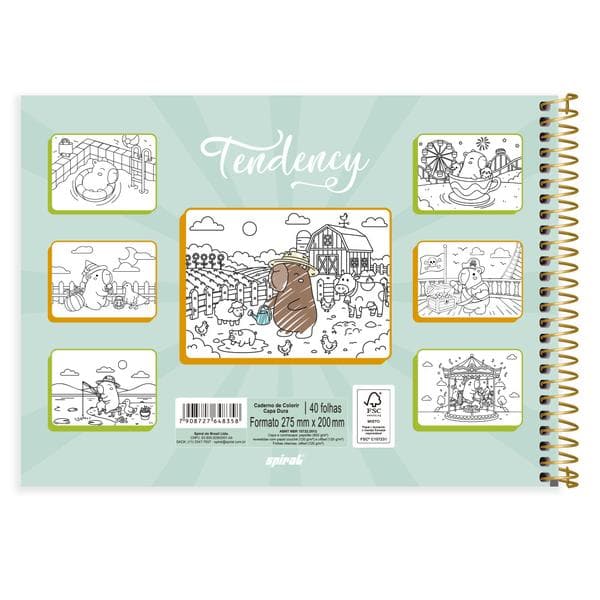 Caderno p/ colorir Capivara 40fls 2648358 Spiral Ten PT 1 UN