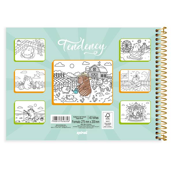 Caderno para colorir Capivara 40 folhas, 2648358, Livro Spiral Ten - PT 1 UN