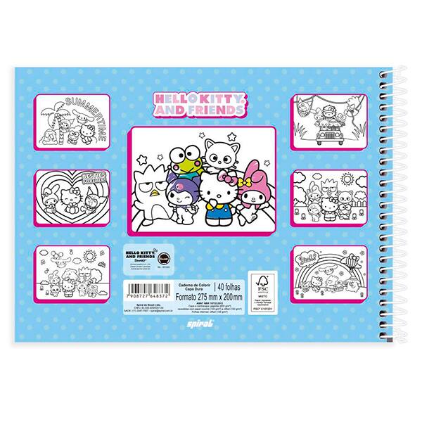 Caderno para colorir Hello Kitty, 40 folhas, 2648372, Livro Spiral Hki - PT 1 UN