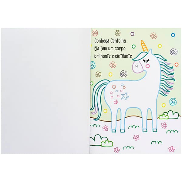 Livro para colorir infantil com 1000 adesivos de strass, Os Incríveis Unicórnios, Happy Books - PT 1 UN Livro para colorir infantil com 1000 adesivos de strass, Os Incríveis Unicórnios, Happy Books - PT 1 UN