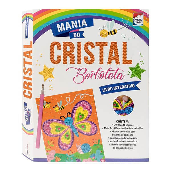 Livro para colorir infantil com strass, Borboleta, Interativo, Happy Books - PT 1 UN Livro para colorir infantil com strass, Borboleta, Interativo, Happy Books - PT 1 UN