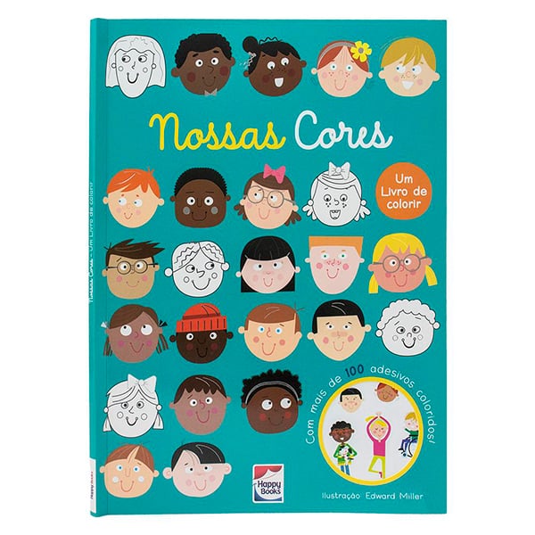 Livro para colorir infantil com 100 adesivos, Nossas Cores, Happy Books - PT 1 UN Livro para colorir infantil com 100 adesivos, Nossas Cores, Happy Books - PT 1 UN