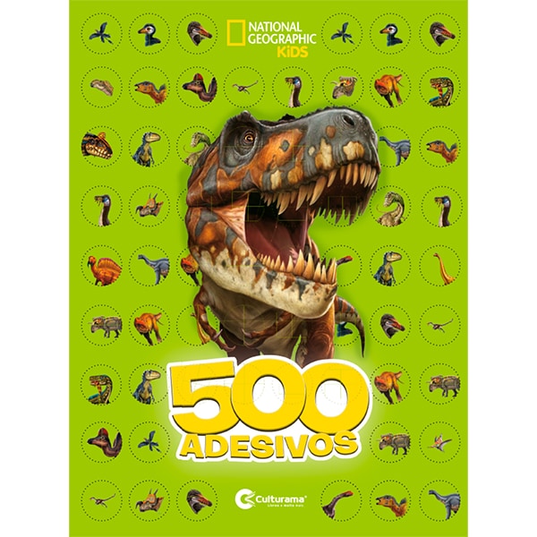 Livro para colorir infantil com 500 adesivos, Dinossauros, Culturama - PT 1 UN