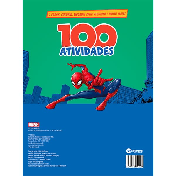 Livro infantil com 100 atividades, Homem Aranha, Culturama - PT 1 UN