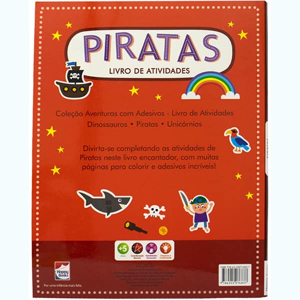 Livro de atividades infantil, Piratas, 9786555076, Happy Books - PT 1 UN