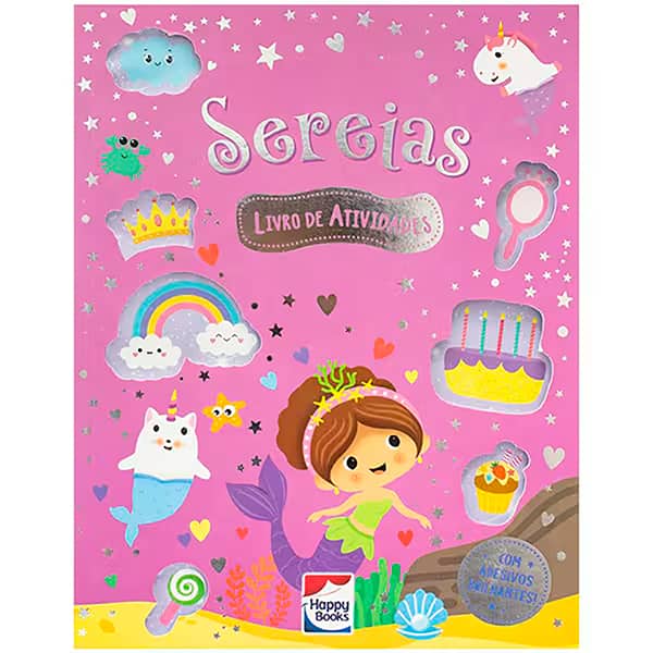 Livro para colorir infantil com adesivos, Sereias, Happy Books - PT 1 UN