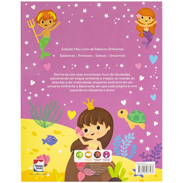 Livro para colorir infantil com adesivos, Sereias, Happy Books - PT 1 UN