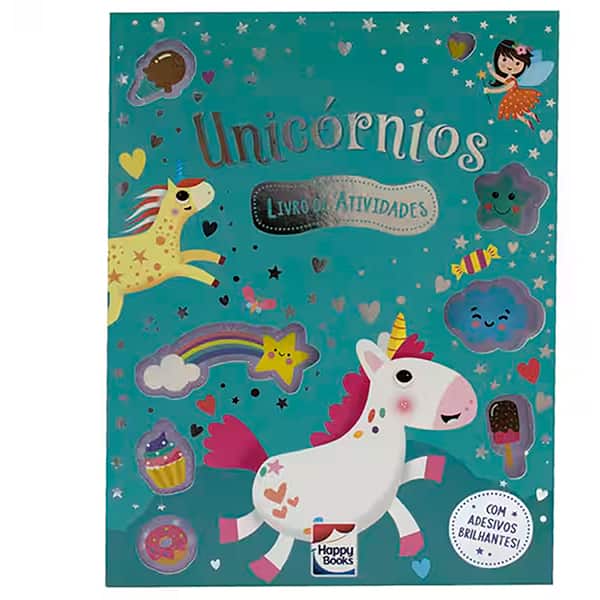 Livro para colorir infantil com adesivos, Unicórnios, Happy Books - PT 1 TB