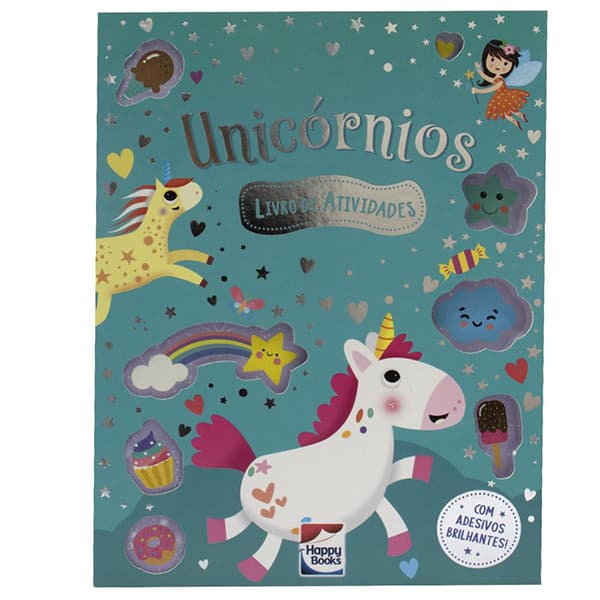 Livro para colorir infantil com adesivos, Unicórnios, Happy Books - PT 1 TB