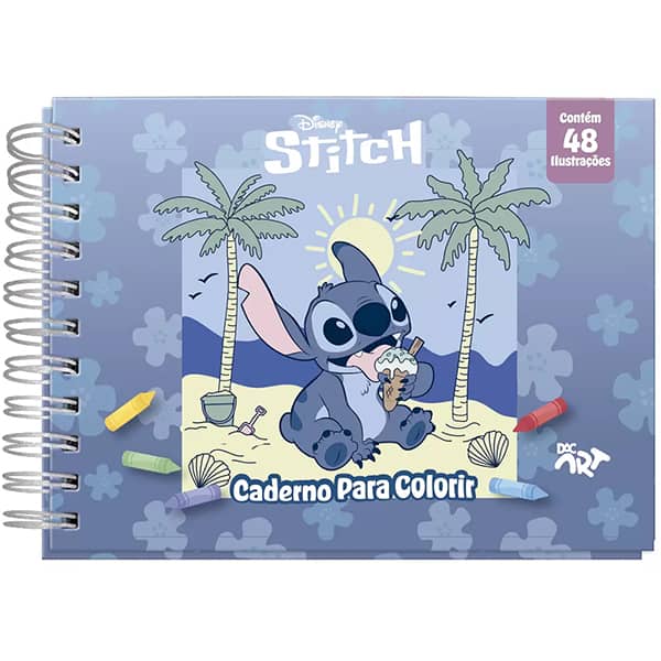Livro para colorir Stitch, 48 ilustrações, 30 adesivos, DAC - PT 1 UN