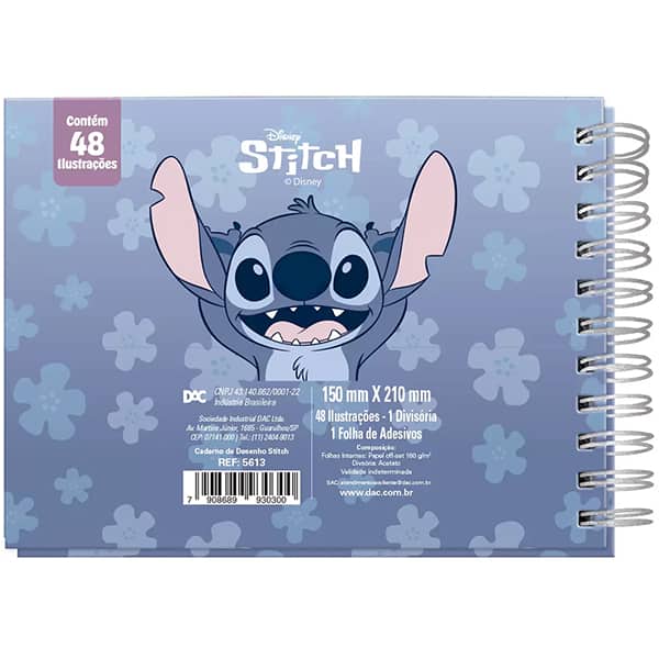 Livro para colorir Stitch, 48 ilustrações, 30 adesivos, DAC - PT 1 UN