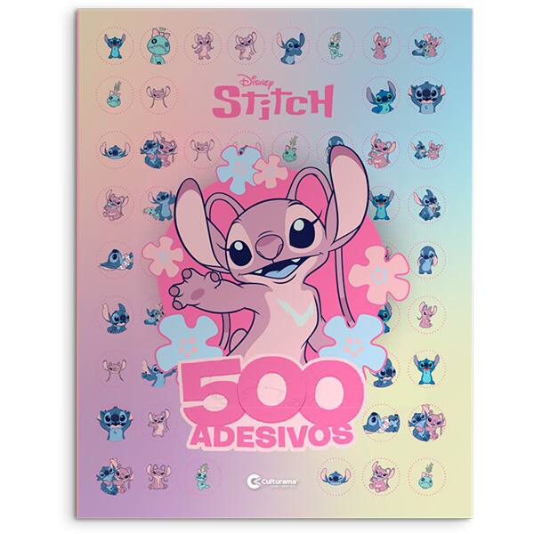 Livro para colorir infantil com 500 adesivos, Stitch e Angel, Culturama - PT 1 UN
