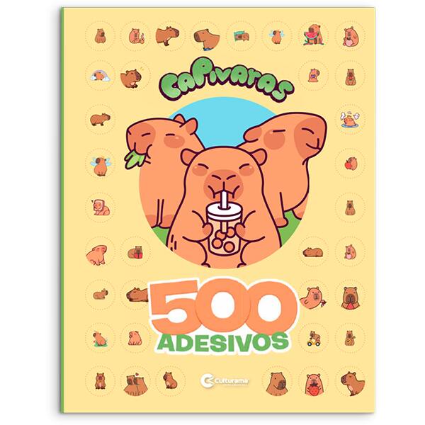 Livro para colorir infantil com 500 adesivos, Capivaras, Culturama - PT 1 UN