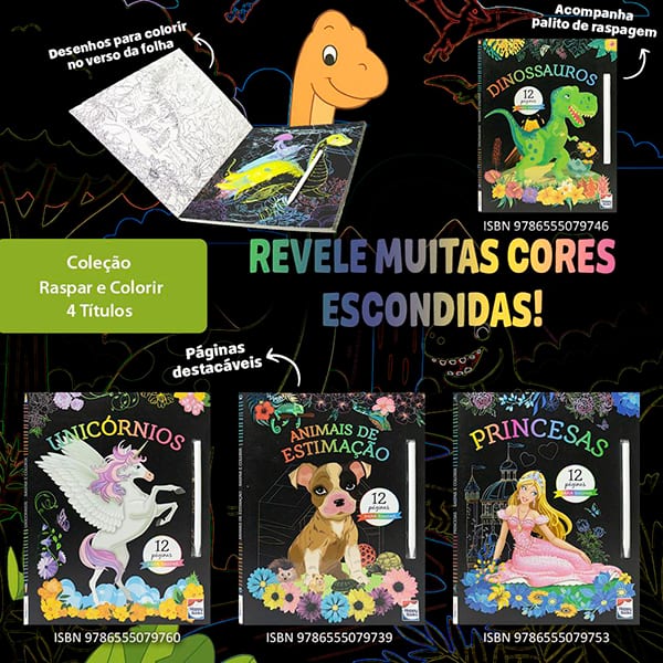 Livro para colorir infantil Animais, raspar e colorir, 317543, Happy Books - PT 1 UN Livro para colorir infantil Animais, raspar e colorir, 317543, Happy Books - PT 1 UN