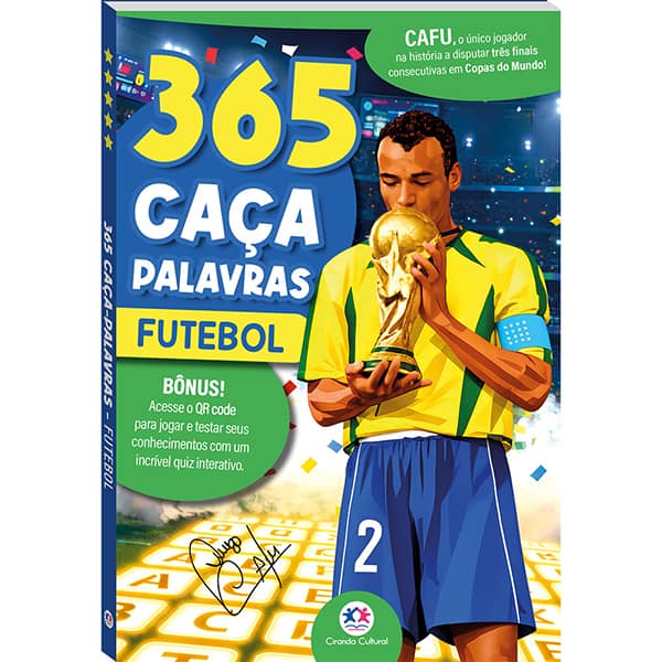 Livro infantil 365 caça-palavras Futebol, 224 páginas, Ciranda Cultural - PT 1 UN
