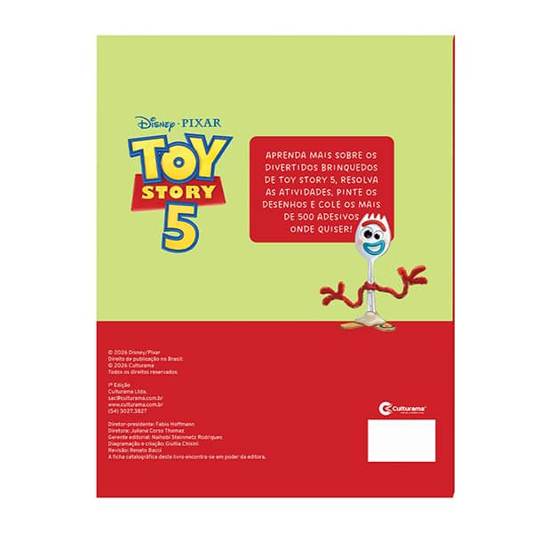 Livro para Colorir Infantil, com 500 Adesivos, Toy Story 5, Culturama - PT 1 UN