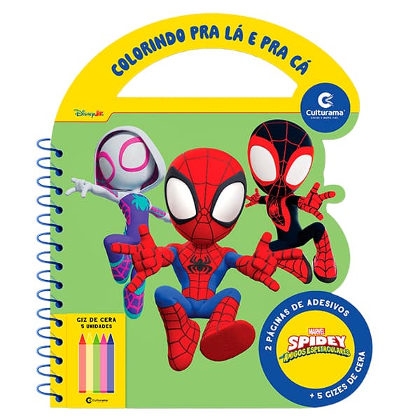 Livro para Colorir infantil com 5 gizes de cera, Spidey, Culturama - PT 1 UN Livro para Colorir infantil com 5 gizes de cera, Spidey, Culturama - PT 1 UN