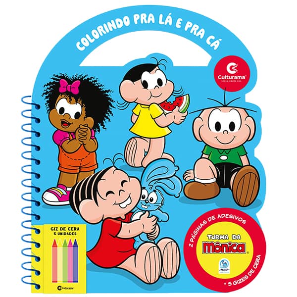 Livro para Colorir Infantil Turma da Mônica, com 5 Gizes de Cera, Culturama - PT 1 UN
