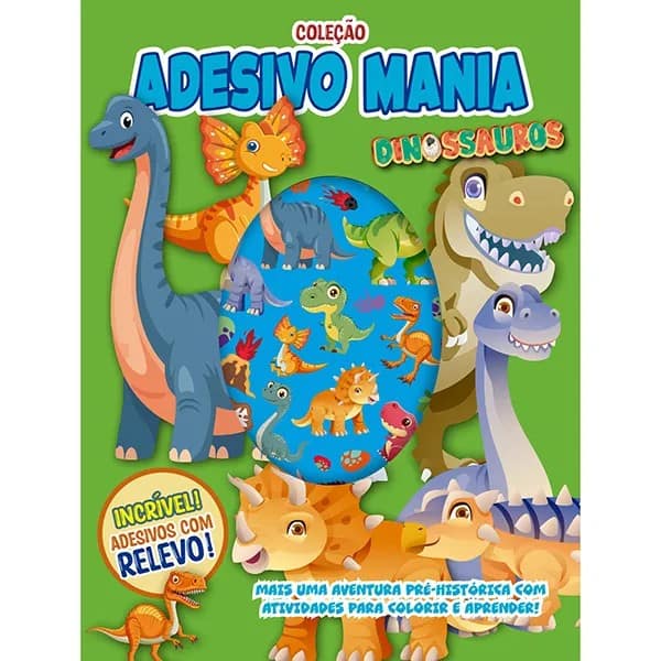 Livro Infantil Adesivo Mania, Dinossauros, 37276, Ed Online - PT 1 UN Livro Infantil Adesivo Mania, Dinossauros, 37276, Ed Online - PT 1 UN