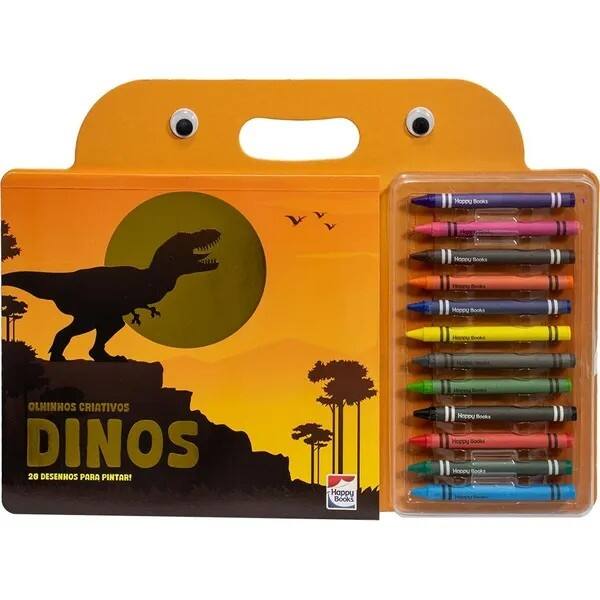 Livro para Colorir Infantil Olhinhos Criativos, Dinos, com 12 Gizes, 318744, Happy Books - PT 1 UN Livro para Colorir Infantil Olhinhos Criativos, Dinos, com 12 Gizes, 318744, Happy Books - PT 1 UN