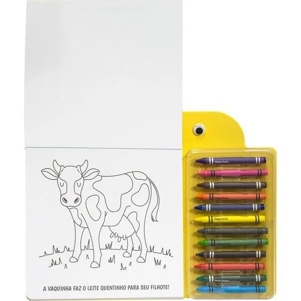 Livro para Colorir Infantil Olhinhos Criativos, Fazenda, com 12 Gizes, Happy Books - PT 1 UN Livro para Colorir Infantil Olhinhos Criativos, Fazenda, com 12 Gizes, Happy Books - PT 1 UN