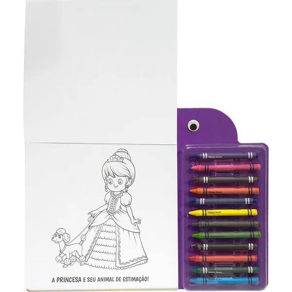 Livro para Colorir Infantil Olhinhos Criativos, Princesas, com 12 Gizes, 318787, Happy Books - PT 1 UN