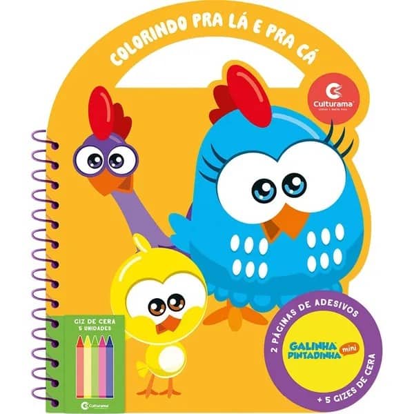Livro para Ccolorir Infantil com 5 gizes, Galinha Pintadinha, Culturama - PT 1 UN Livro para Ccolorir Infantil com 5 gizes, Galinha Pintadinha, Culturama - PT 1 UN