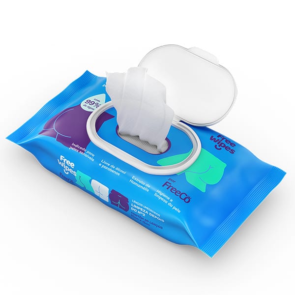 Lenço umedecido toilet FreeWipes, FREEW09, FreeCô - PT 1 UN