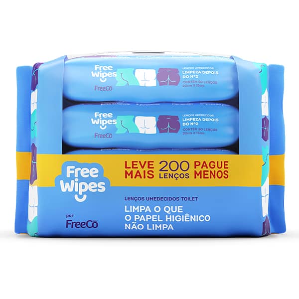 Lenço umedecido toilet FreeWipes kit com 4, FREEW11, FreeCô - PT 4 UN