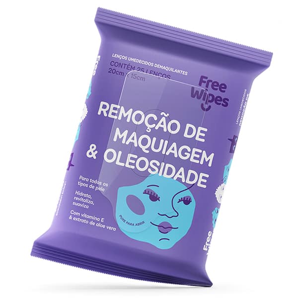 Lenço demaquilante FreeWipes, FREEW07, FreeCô - PT 1 UN
