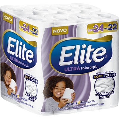 Papel Higiênico Folha dupla 30m, Leve 24 Pague 22, Elite, Softys - PT 24 UN