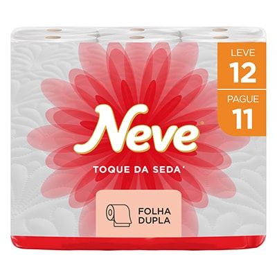 Papel higiênico neutro, Folha dupla, 30m, leve 12 pague 11, Neve, Kimberly - CX 12 UN