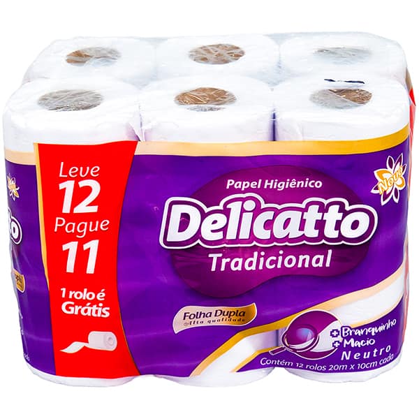 Papel higiênico fl dupla 20m Delicatto 7376 ANIN INDUSTRIA PT 12 RL Papel higiênico fl dupla 20m Delicatto 7376 ANIN INDUSTRIA PT 12 RL