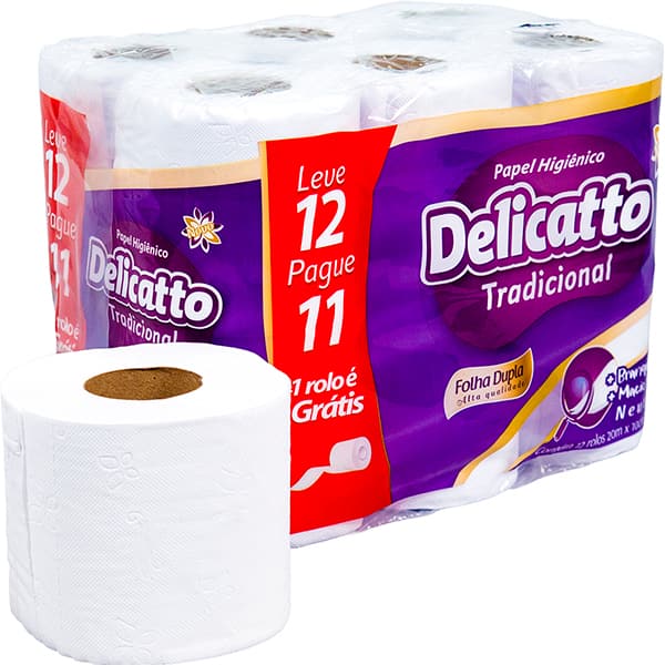 Papel higiênico fl dupla 20m Delicatto 7376 ANIN INDUSTRIA PT 12 RL Papel higiênico fl dupla 20m Delicatto 7376 ANIN INDUSTRIA PT 12 RL