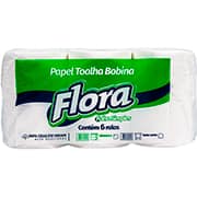 Papel Toalha folha Simples com 6 rolos, 150m, 7908, Flora - FD 6 BB
