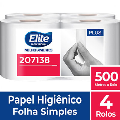 Papel higiênicoFolha simples, 500m, Elite, 207138, Softys - PT 4 UN