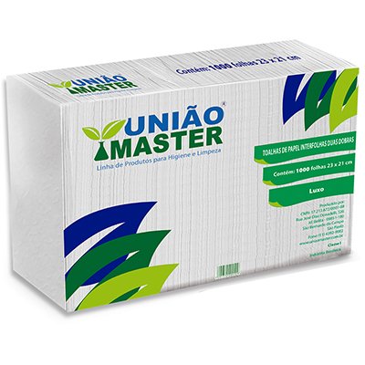 Papel toalha interfolha 23x21 2 dobras Luxo c/ 1000fls Uniao Master PT 1000 FL