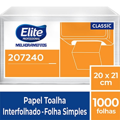 Papel Toalha Interfolha, 20 x 21cm, Folha simples, Elite, Softys - PT 1000 FL