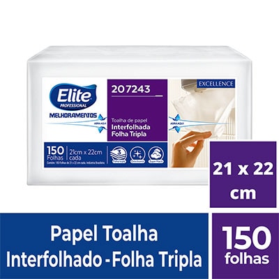 Papel Toalha Interfolha, 21 x 22, Folha tripla, Elite, Softys - PT 150 FL